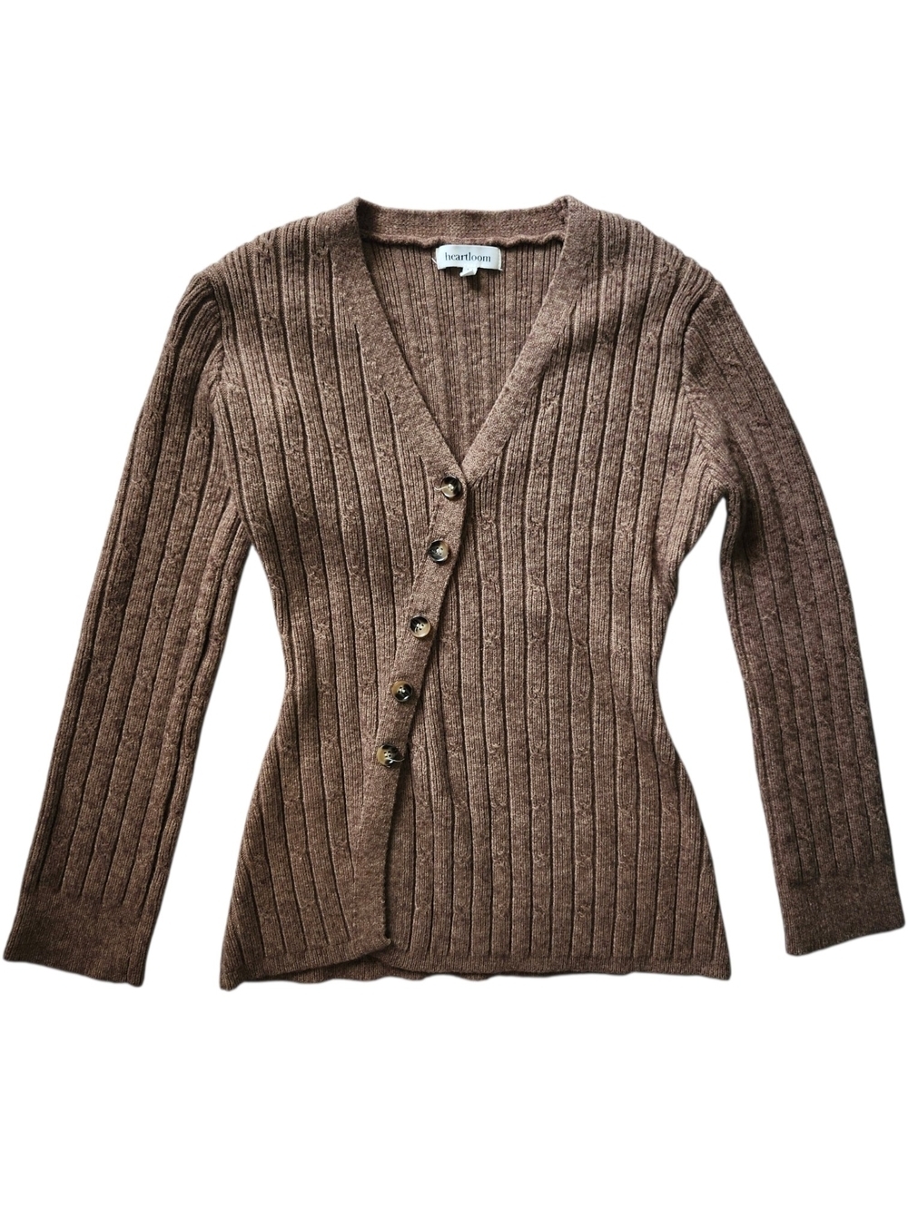 Heartloom Brown Ribbed Cable Knit Asymmetrical Cut